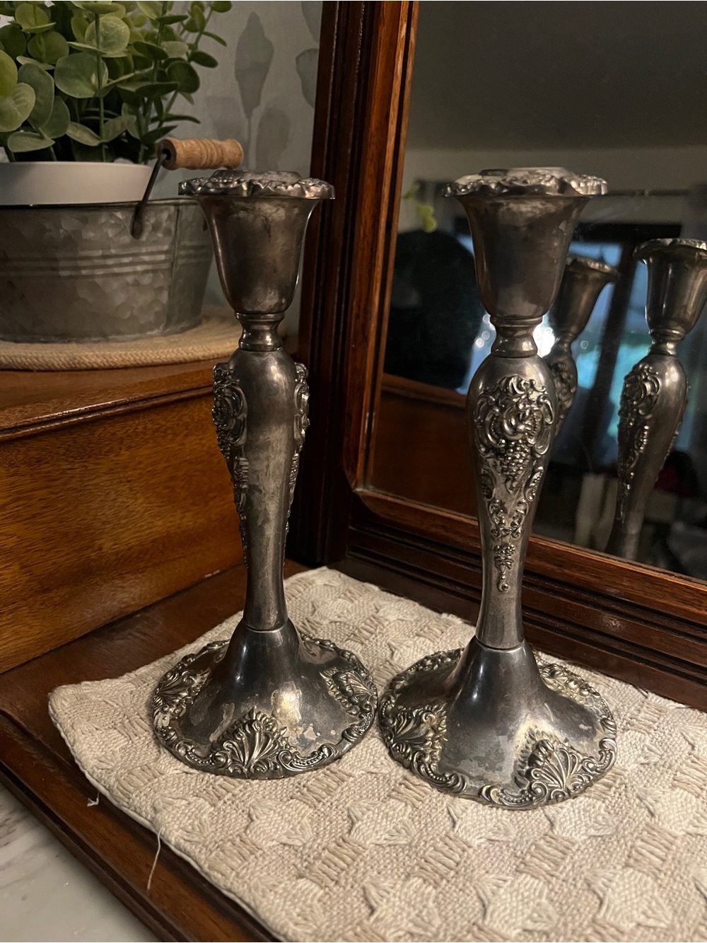 GODINGER Classic‎ Vintage Silver Plated Baroque Candlestick Holders Set of 2 GUC